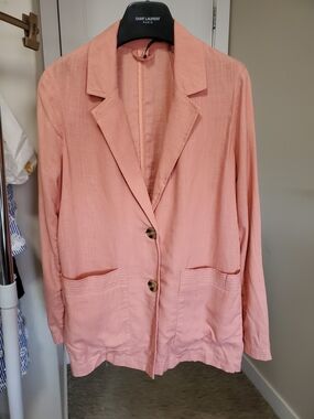 Black Tape Linen Mixed Blazer Jacket Peach Size Medium